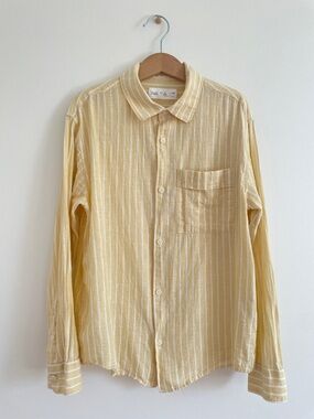 Zara Striped Long Sleeve Button-Down Shirt, yellow